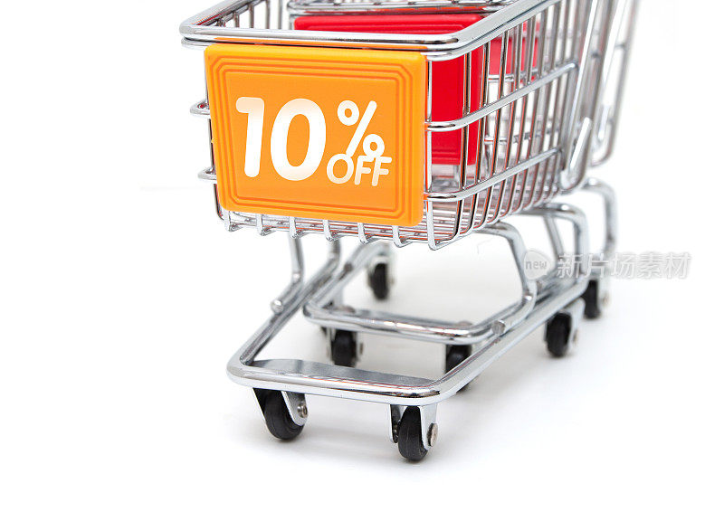 购物销售- 10%的折扣孤立在白色背景